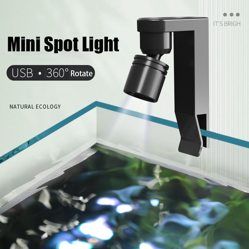 Marine Aquarium Mini - USB-Klemmlicht, wasserdicht, weiß/gelb, Spotlicht für Mini-Aquarien,