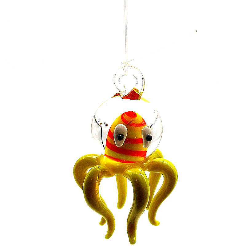 Aquarium Marine World - Mikro-Ozeanwelt Aquarium-Dekoration Anhänger Handgefertigte Schwimmende Glas-Oktopus-Figur